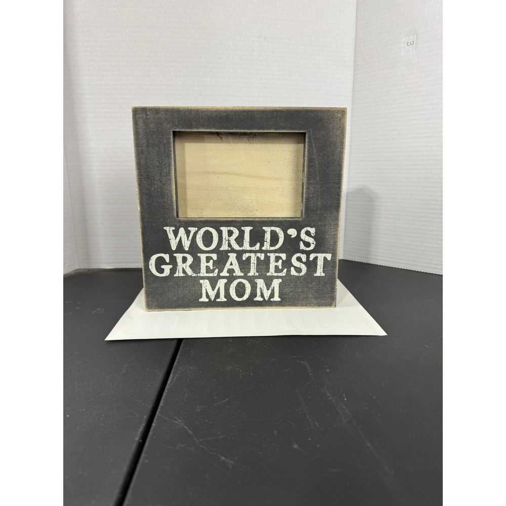 Worlds Greatest Mom Black and White Wood‎ Frame 4x6 photo rustic